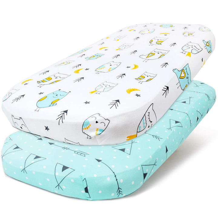 Stretch Fitted Bassinet Sheet Set 2 Pack Cradle Sheets for Bassinet Pad/Mattress,Unisex Boys Girls,Ultra Soft,Zebra Forest