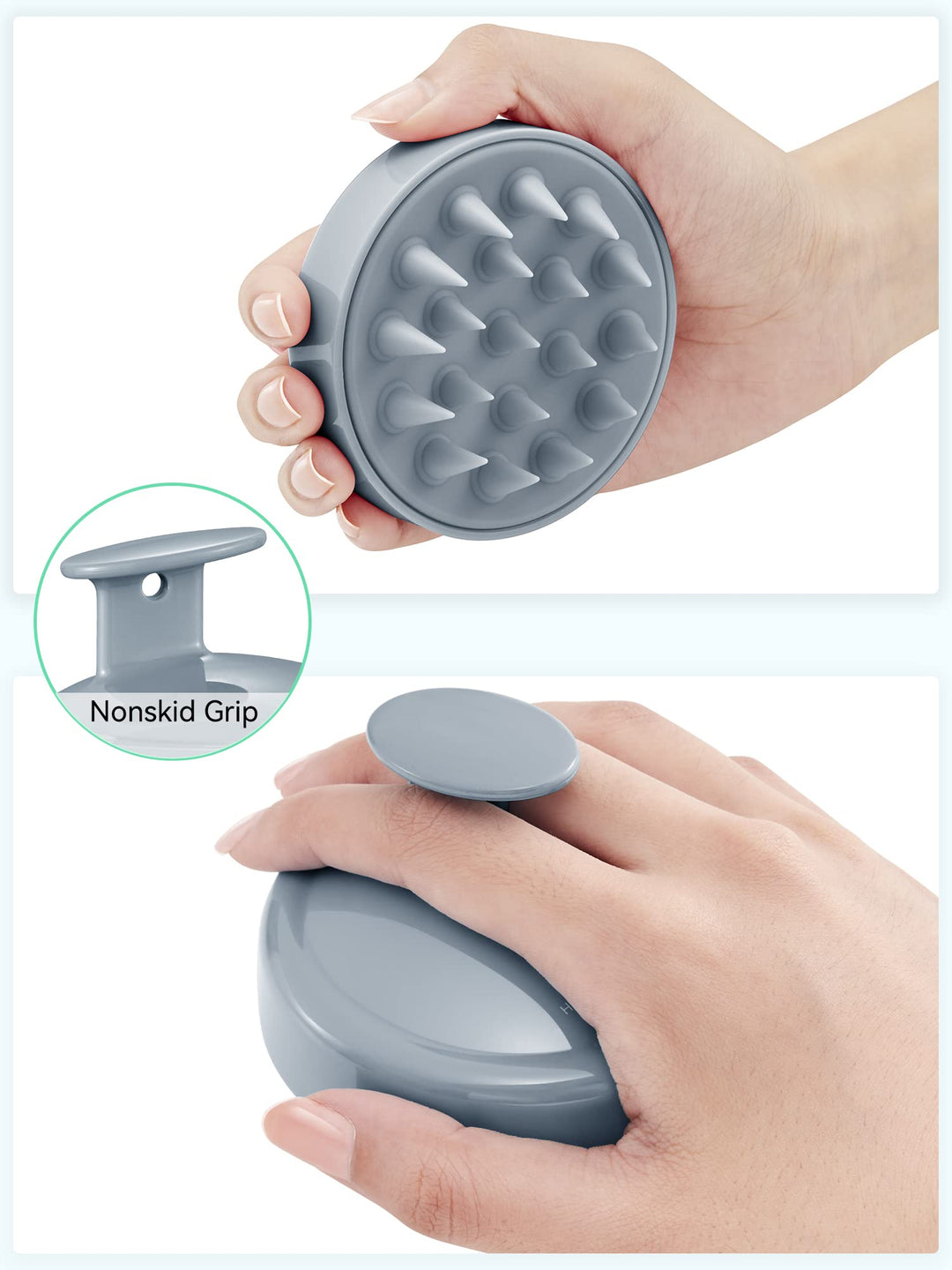 Hair Shampoo Brush, Scalp Care Hair Brush with Soft Silicone Scalp Massager (Sky Gray)