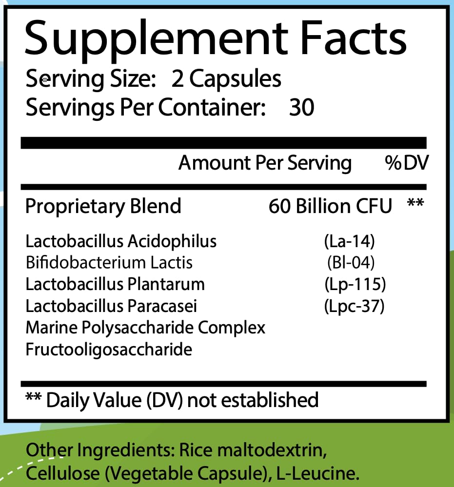 Probiotics 60 Capsules: Nourish Your Gut for Optimal Digestive Health with Proprietary Blend of 60 Billion CFU (60 Count)