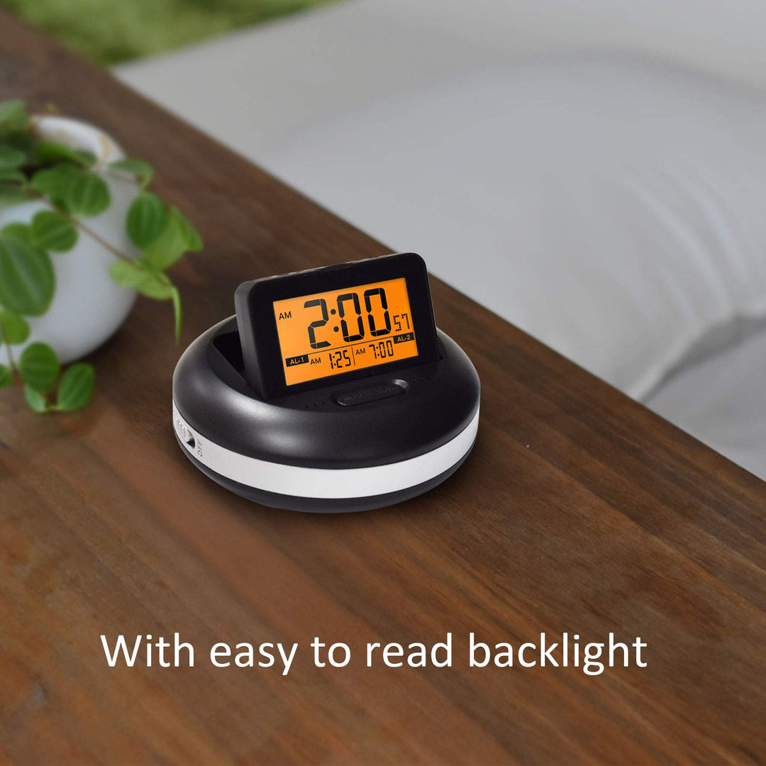 Vibrating Alarm Clock LED Display Super Strong Vibration for Heavy Sleepers Deaf Hearing Impaired, 1.3 Height Works Under Pillow, 2 Individual Alarm Settings