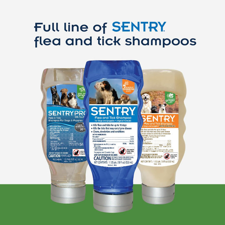 SENTRY Oatmeal Flea and Tick Shampoo for Dogs, Rid Your Dog of Fleas, Ticks, and Other Pests, Hawaiian Ginger Scent, 18 oz