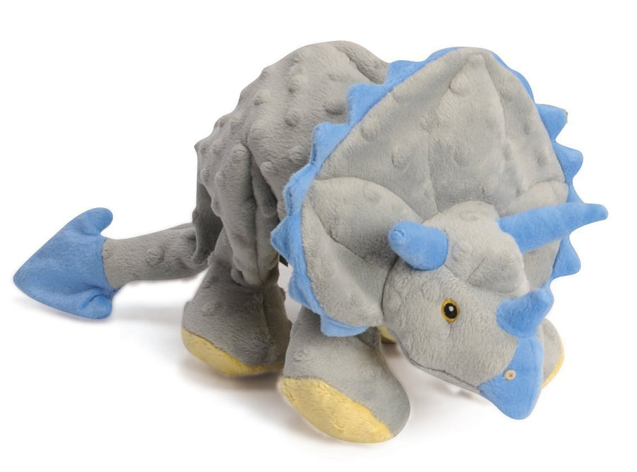 Dinos Frills Squeaky Plush Dog Toy, Chew Guard Technology - Gray, Large