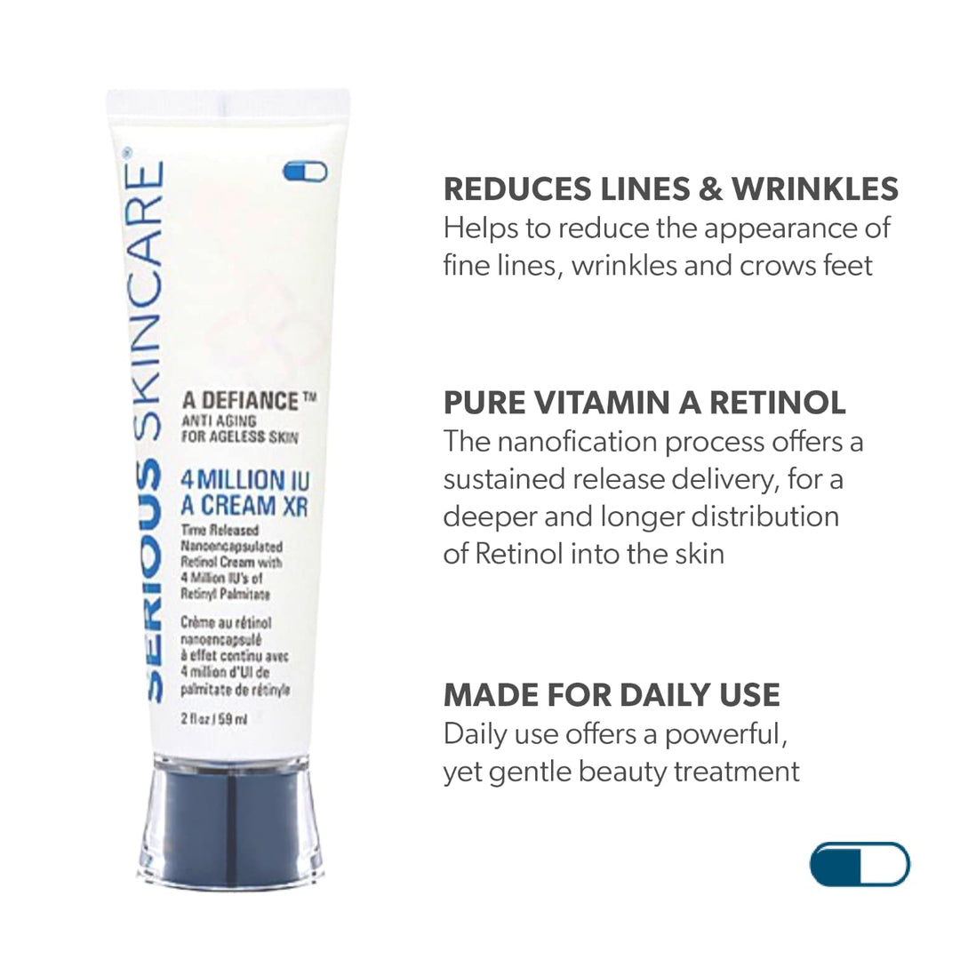 - Retinol Face and Neck 3 Piece Kit - Anti-Aging for Fine Lines & Wrinkles - A Force XR Serum 1 oz - 4 Million IU A Cream XR Moisturizer 2 oz - A Wash Gel-to-Foam Cleanser 4 oz