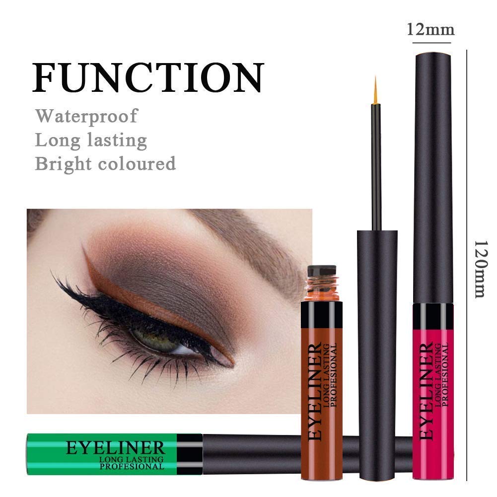 12 Colors Matte Colorful Liquid Eyeliner Set, High Pigmented Color Eyeliner Lasting Waterproof Professional Bright-colored Eyeliner Pen Set -Smudgeproof Makeup Eyeliner Pen