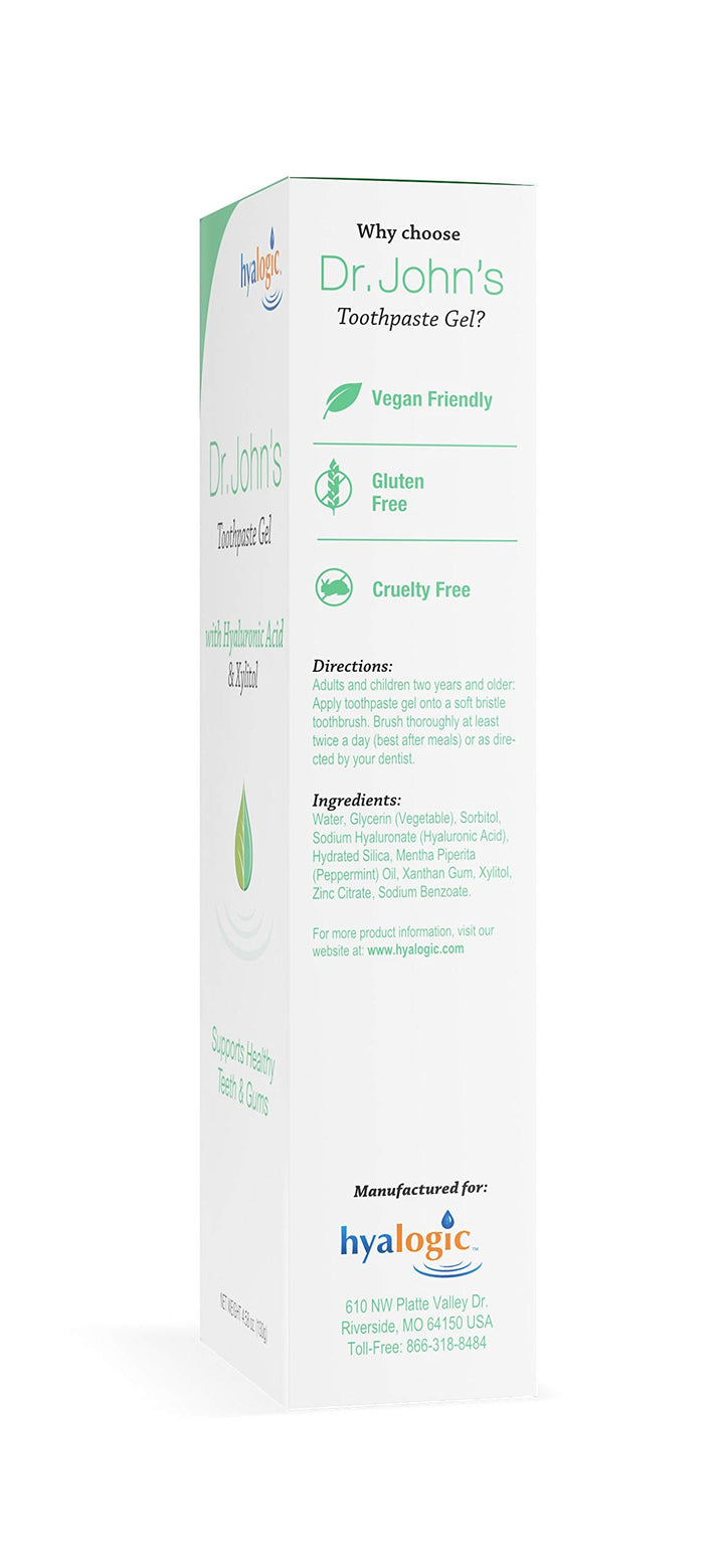 Dr. John's Toothpaste Gel - Hyaluronic Acid and Xylitol - 4.58 Ounces
