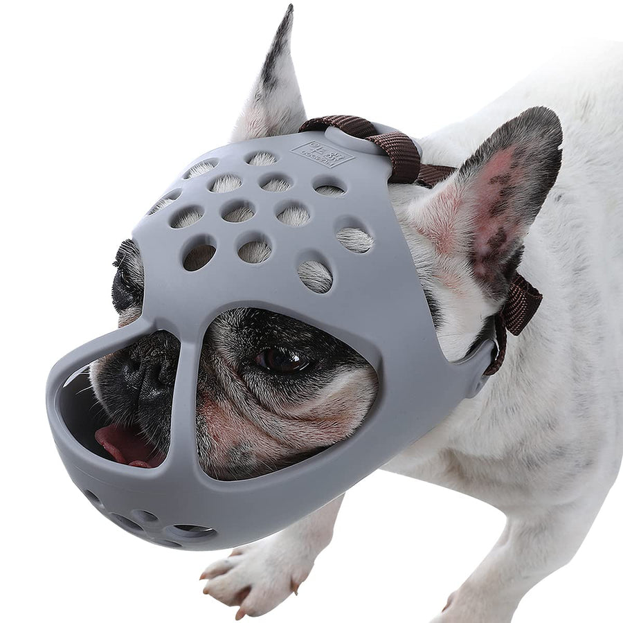 Dog Muzzle for Short Snout Dogs, Soft Silicone Muzzle for Biting, Chewing, Licking for French Bulldog Shih Tzu, Ideal for Flat-Faced Aggressive Dogs Grooming Walking, Allows Drinking