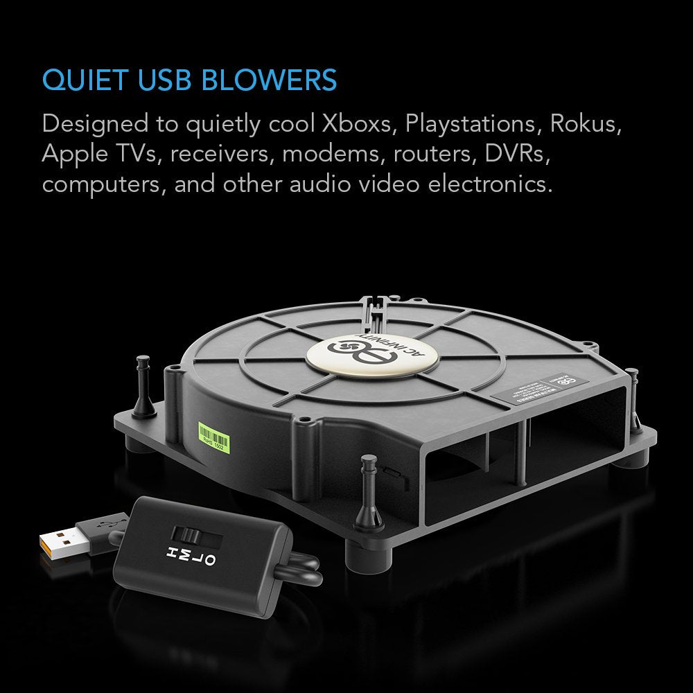 MULTIFAN S2, Quiet 120mm USB Blower Fan with Speed Control, UL-Certified for Receiver DVR Xbox Modem AV Cabinet Cooling