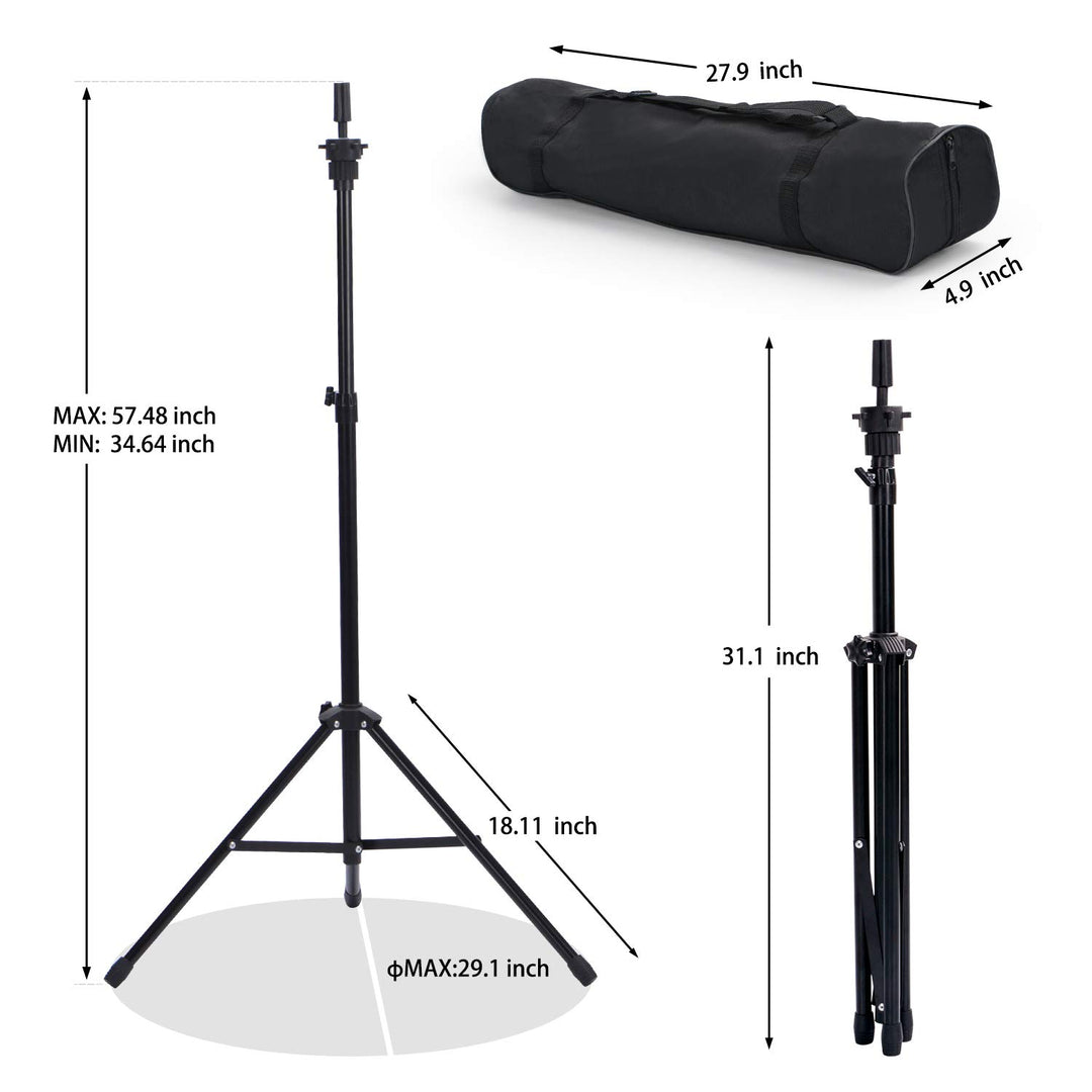 Reinforced Wig Stand Tripod Mannequin Head Stand, Adjustable Holder for Cosmetology Hairdressing Training with T-with Caps, T-Pins, Comb, Hair Clip, Carrying Bag