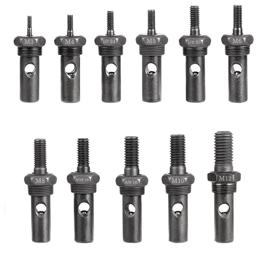 11Pcs Rivet Nut Tool Replacement Mandrels of WE882/WE889, Rivet Nut Tool Accessories Set M3 M4 M5 M6 M8 M10 M12, 10-24, 1/4-20, 5/16-18, 3/8-16 Rivet Nut Tool Spare Parts