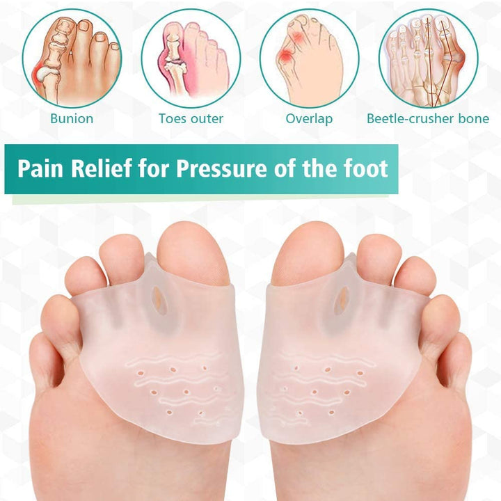 2 Pairs Gel Toe Separators Metatarsal Pads Kit, Toe Stretcher Bunion Spacer for Orthotic Overlapping Toes, Hammer Toes, Bunion Pain Relief for Barefoot, Wear in Socks or Shoes Reduce Foot Pressure