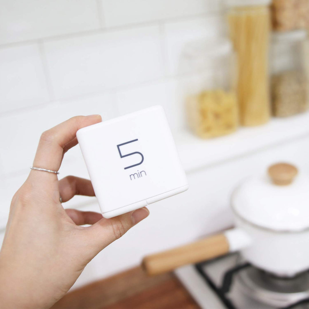 Cube Timer (White), Flip Timer Gravity Sensor, Productivity Timer, Desk Timer, Kids Timer, ADHD Timer, Workout Timer, Time Management for Classroom Office 5, 15, 30, 60 min Timer Setting