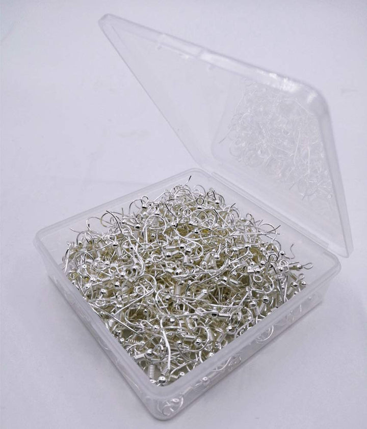 200 Pcs Silver Stainless Steel Ball & Coil Earring Hooks/Fish Hooks/Ear Wire for DIY Jewelry Making, Wire Hooks Jewelry Wire Earring Parts for Jewelry Making