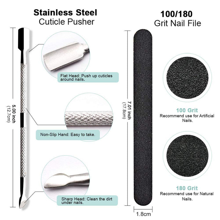 Clear Long Coffin Shaped Fake Nails, Ballerina Full Cover Acrylic Nail Tips, 100pcs Artificial False Nails with Nail File/Cuticle Pusher/Case for Salon Nail Art, DIY Long Coffin Nails Design Kit