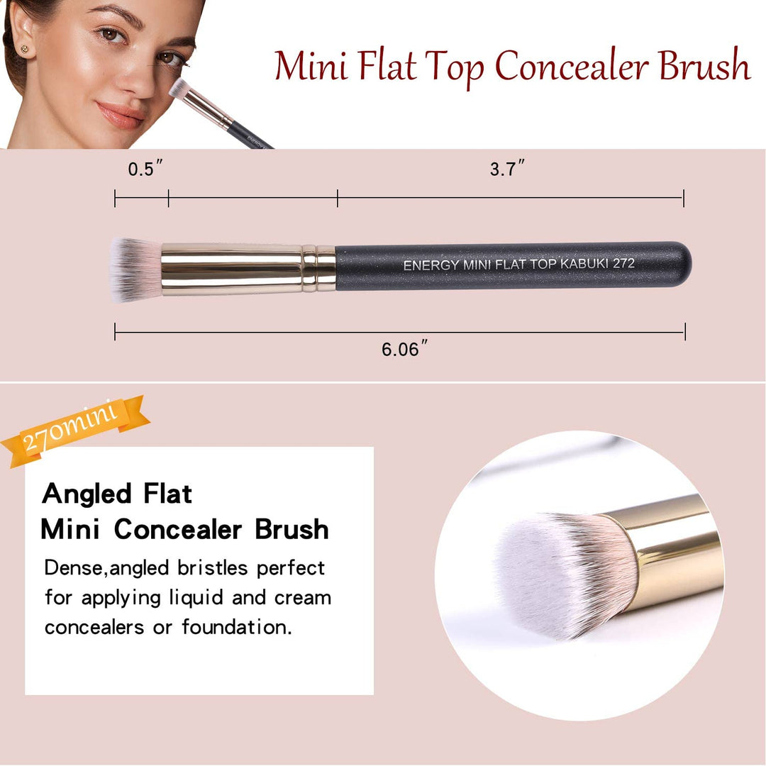 Concealer Brush Set Professional Angle Under Eye Concealer Brushes Flat Top Perfect For Eye Concealer Foundation Blending Liquid Cream or Flawless Powder Cosmetics Buffing Stippling