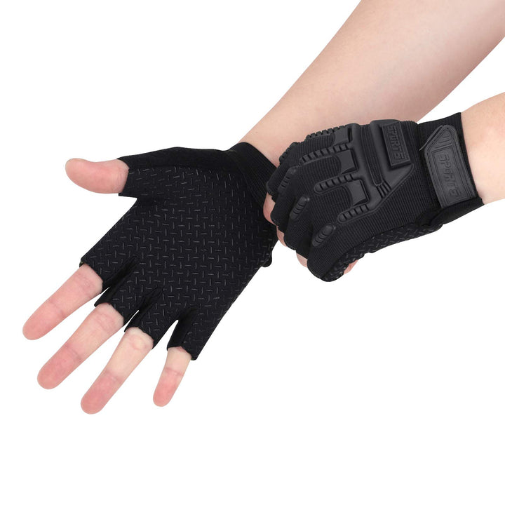Kids Half Finger Cycling Gloves Mittens Breathable Non Slip Fingerless Bike Riding Gloves Shockproof Sports Training Gloves UV Protection Outdoor Skateboard Gloves for Boys Girls 6-10Y