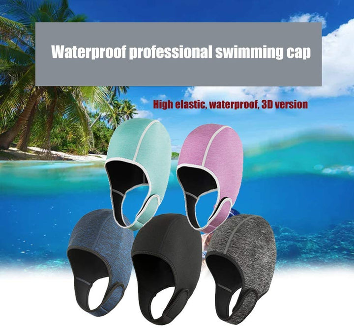 Neoprene Scuba Diving Hood 2mm Wetsuit Hood Cap Swim Cap with Chin Strap Waterproof Surfing Cap Thermal Hood Diving Cap Headgear for Swimming Kayaking Snorkeling Sailing Canoeing Water Sports