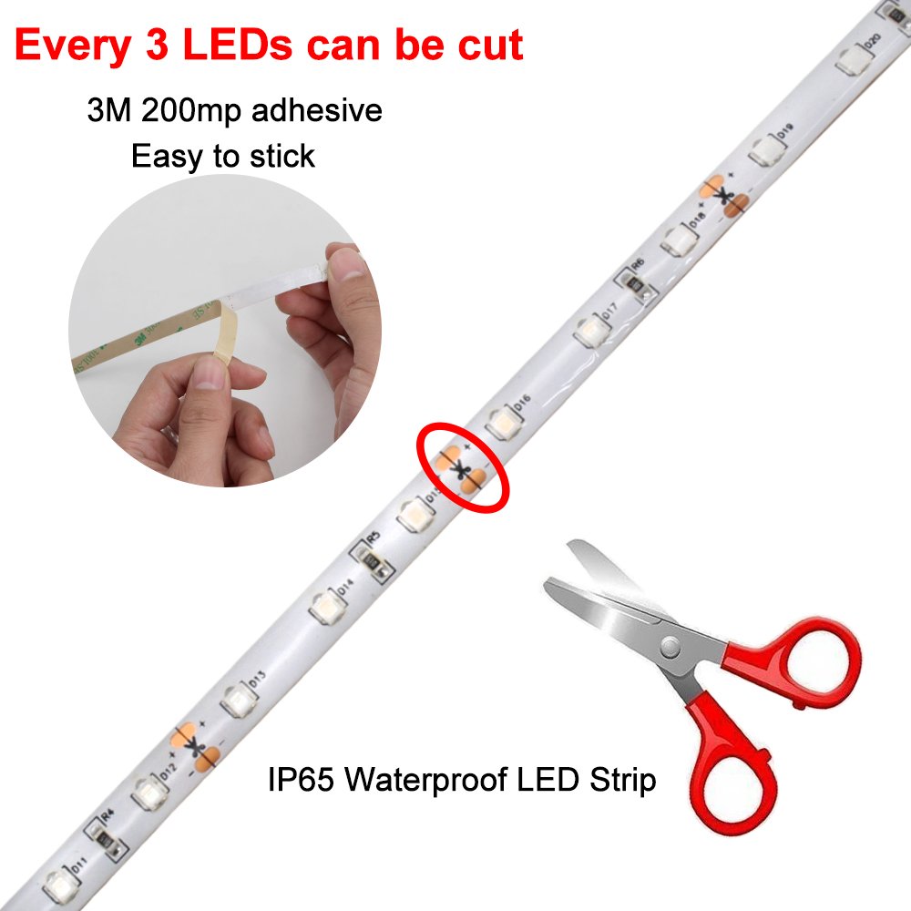 Super Bright 24 Watts UV Black Light LED Strip, 16.4FT/5M 3528 300LEDs 395nm-405nm Waterproof IP65 Blacklight Night Fishing implicitly Party with Power Supply
