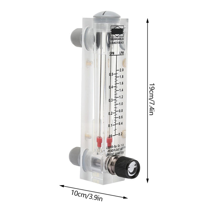 0.1-0.5GPM Water Liquid Meter Tool Flowmeter Water Liquid Inline Flowmeter Rotameter Adjustable Knob Panel Type, Female Thread 1/4 Inch Inch BSPT