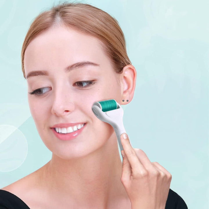 Derma Roller for Face and Body - 4 in 1 Titanium Microneedling Roller Kit Micro Needle Microneedle Roller, 300 and 720 Needles 0.25mm,1200 Needle 0.3mm