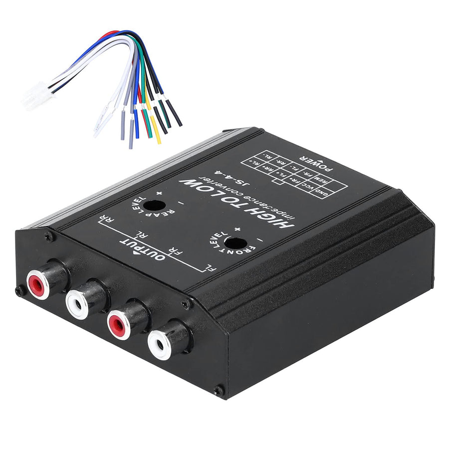 Audio Converter, 12V 4 Channel Audio Impedance Converter High to Low Line Car Stereo Radio Speaker Frequency for Hosts Without Low Frequency (RCA) Output