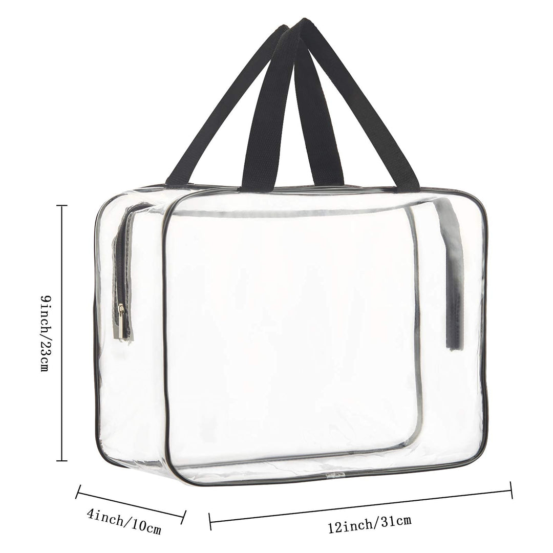2 Pieces Large Clear Makeup Cosmetic Toiletry Organizer Bag, Clear Plastic Tote Bags, Waterproof Transparent Small Clear Handbag Purse