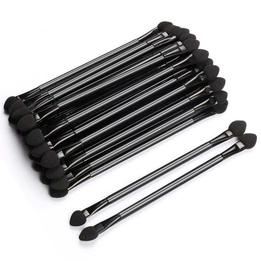 TygoMall Professional Double Head Eyeshadow Brushes Cosmetic Tool 50 Pcs Disposable Dual Sides Eyeshadow Sponge Brushes Makeup Applicator, (Size: 2.44 inch, Color: Black)