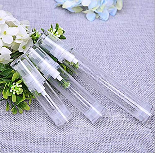 12Pcs 10Ml / 0.34Oz Transparent Small Ounce Empty Ps Plastic Airless Vacuum Pump Press Bottle Jar Pot Vial Container for Cosmetic Makeup Serums Cream Lotion Travel Toiletries Liqui