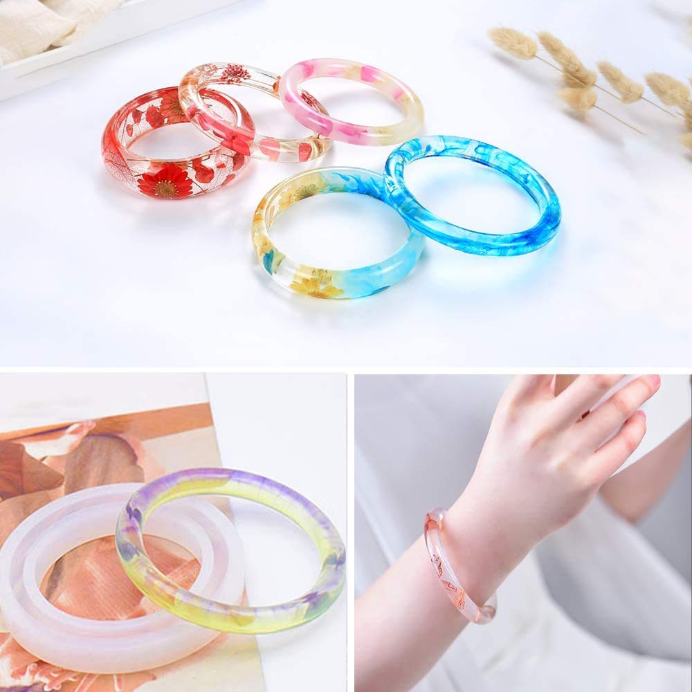 Bracelet Mold,Round Silicone Mould,Crystal Epoxy Mold for DIY Resin Bangle Bracelet Jewelry Making Silicone Bracelet Molds Resin Casting Mold for Jewelry Making DIY Crafts(4Sizes)