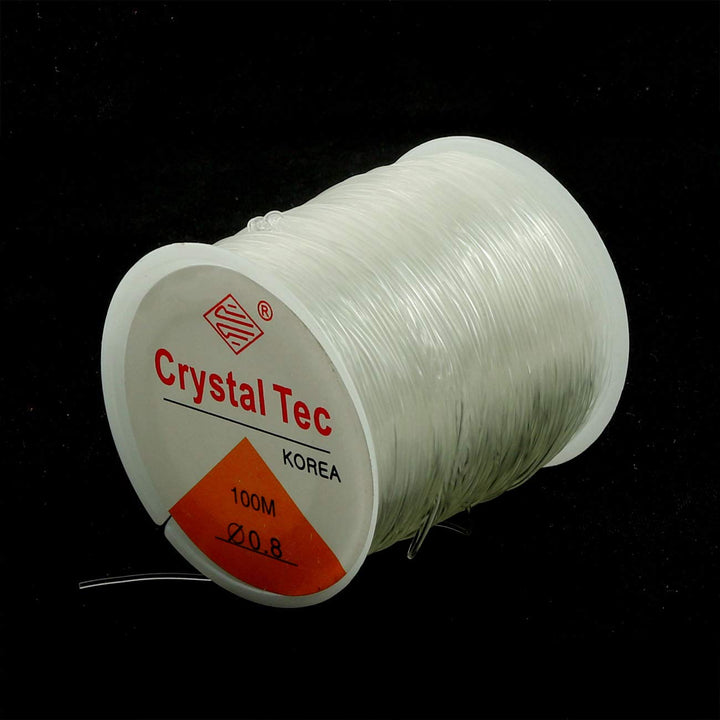 0.8mm Beading Thread Transparent White Elastic Thread String Beading Cord Crystal Stretch Bracelet String for Beads Jewelry Making, 1 Roll 328 ft