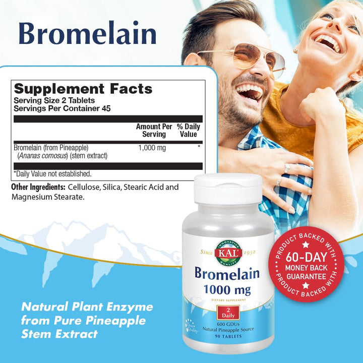 Bromelain Tablets, 1000 mg, 90 Count