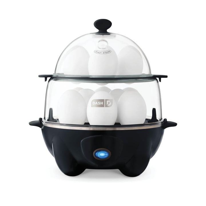 Deluxe Rapid Egg Cooker for Hard Boiled, Poached, Scrambled Eggs, Omelets, Steamed Vegetables, Dumplings & More, 12 capacity, with Auto Shut Off Feature - Black