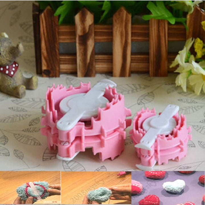 2X Size L+S Heart Shape Pom Pom Maker Baby Fluff Ball Weaver Knitting Craft Tool