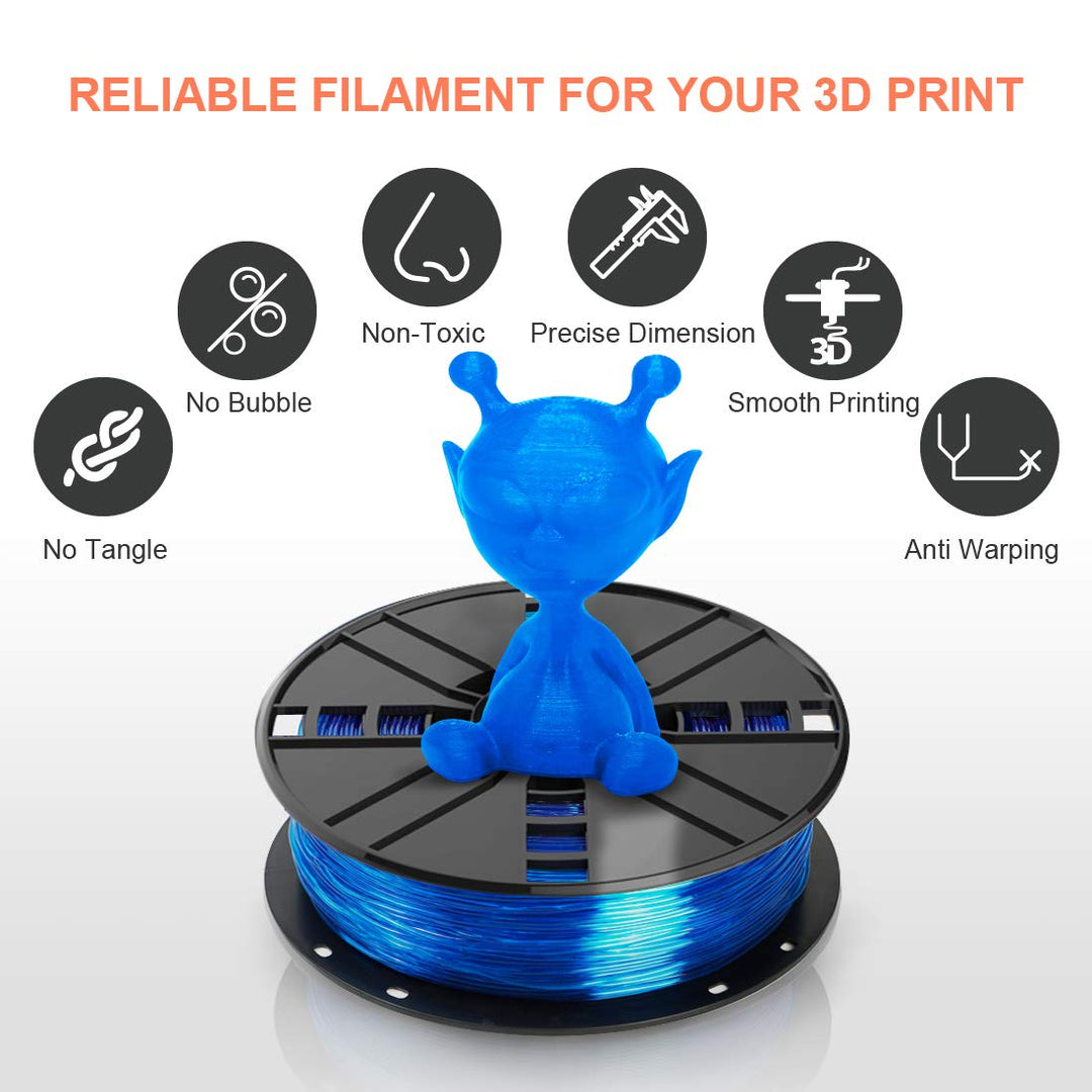 NOVAMAKER TPU Filament 1.75mm, Blue Flexible TPU 3D Printer Filament with 20g Cleaning Filament, 2.0lbs Spool, Dimensional Accuracy +/- 0.05mm, 95A Soft TPU Blue