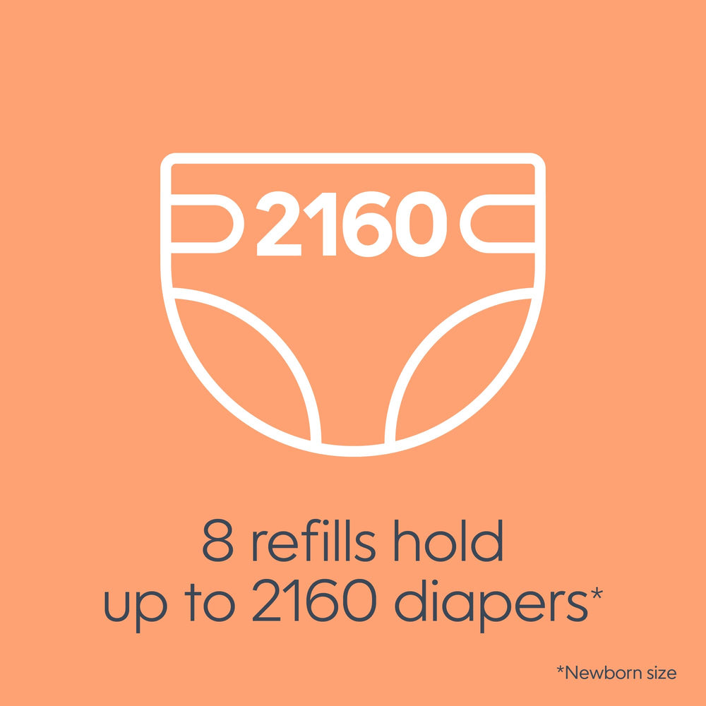 Bags Refills 270 (Pack of 8) Clean Laundry Scent | Diaper Pail Refills with Max Odor Lock | Holds up to 2160 Newborn Diapers