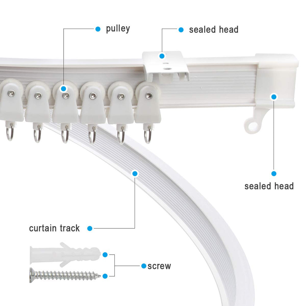 Ahier 5M/16.4FT Ceiling Curtain Track, Bendable Straight Curved Curtain Track for Curtains, Bendable Curved Track Rails Slide Rail Accessories