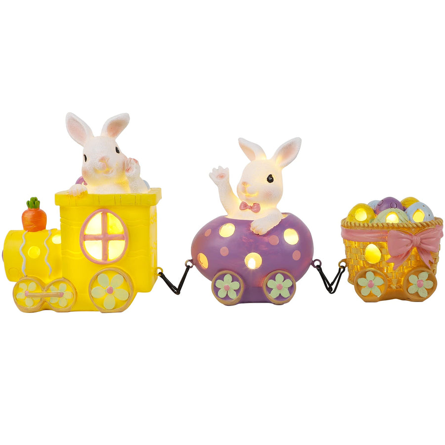 Thanksgiving Table Decorations Resin Pumpkin Turkey Carriage Train with LED Lights, Turkey Tabletop Centerpieces Fall Harvest Decor for Home Kitchen