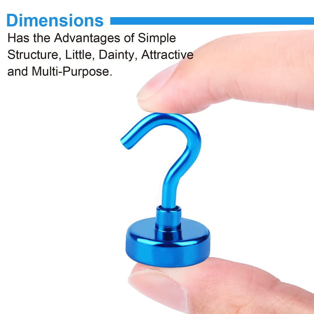 Magnetic Utility Hooks, 30Lbs Heavy Duty Rare Earth Magnet Hooks with Nickel Coating for Kitchen, Garage, Cruise, Classroom, Workplace and Office etc, 3 Packs (Blue)