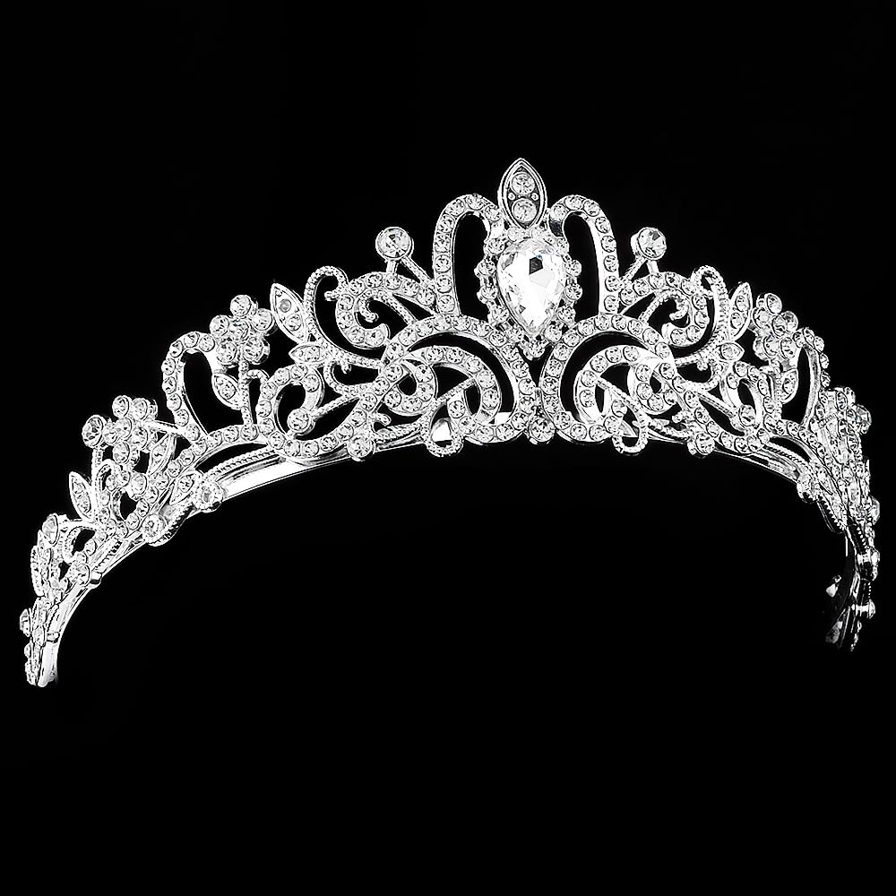 Silver Crystal Tiara Crowns For Women Girls Princess Elegant Crown with Combs Women's Headbands Bridal Wedding Prom Birthday Party Headbands for Women