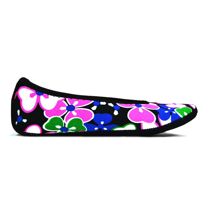 NuFoot Ballet Flats Women's Shoes, Best Foldable & Flexible Flats, Slipper Socks, Travel Slippers & Exercise Shoes, Dance Shoes, Yoga Socks, House Shoes, Indoor Slippers, Black Flowers, Small