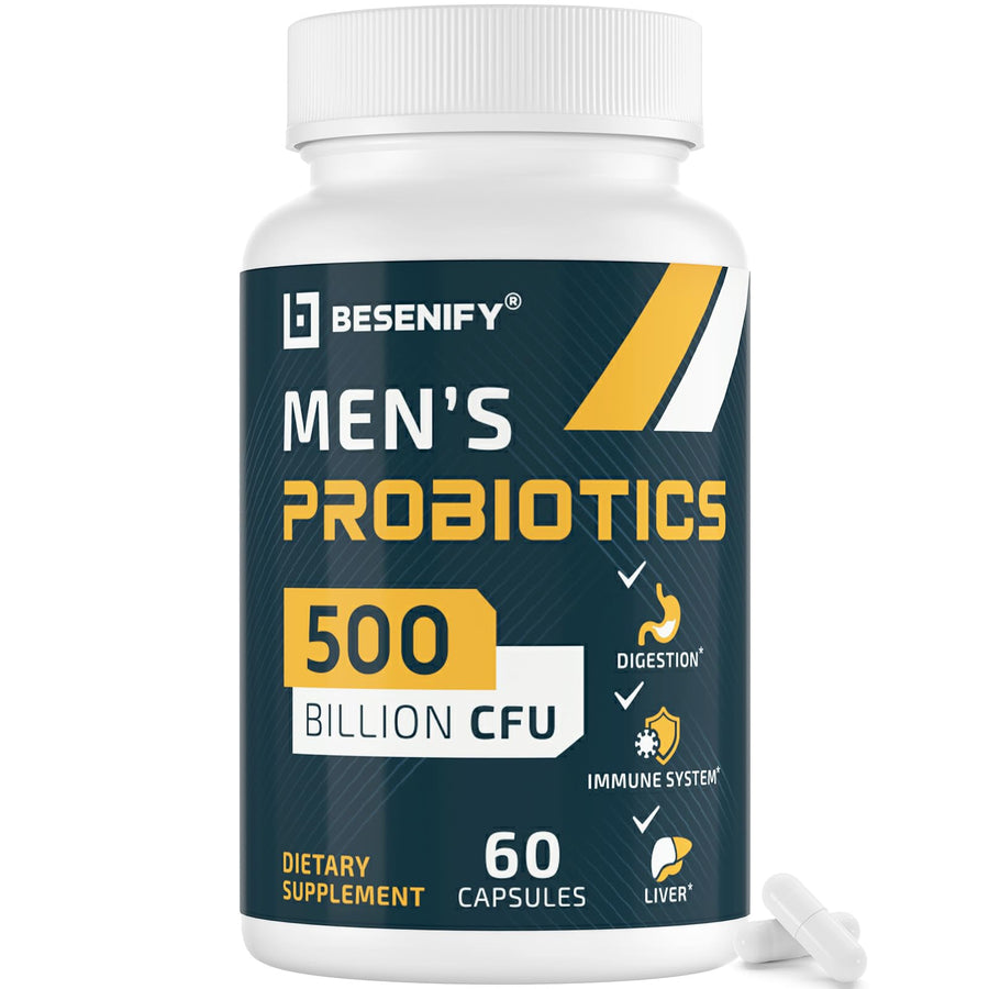 Probiotics for Men, 500 Billion CFUs & 12 Strains, Men's Probiotic with Turmeric, Cranberry, Goji, Pro Biotics for Overall Digestive, Immune Health, Stomach, Gut & Bloating, 60 Capsules