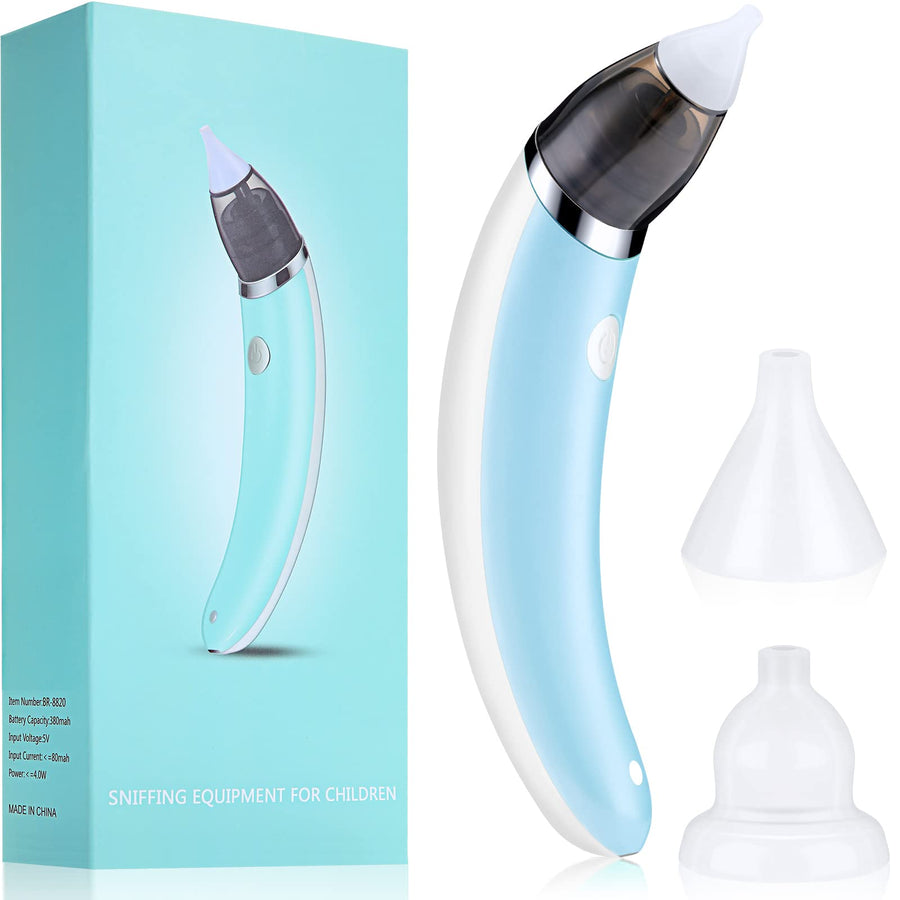 Baby Nasal Aspirator Automatic Nasal Sucker Electric Baby Nose Cleaner Nose Mucus Boogies with 5 Levels of Suction Rechargeable Portable Mucus Remover for Newborn Infant Toddler (Blue)