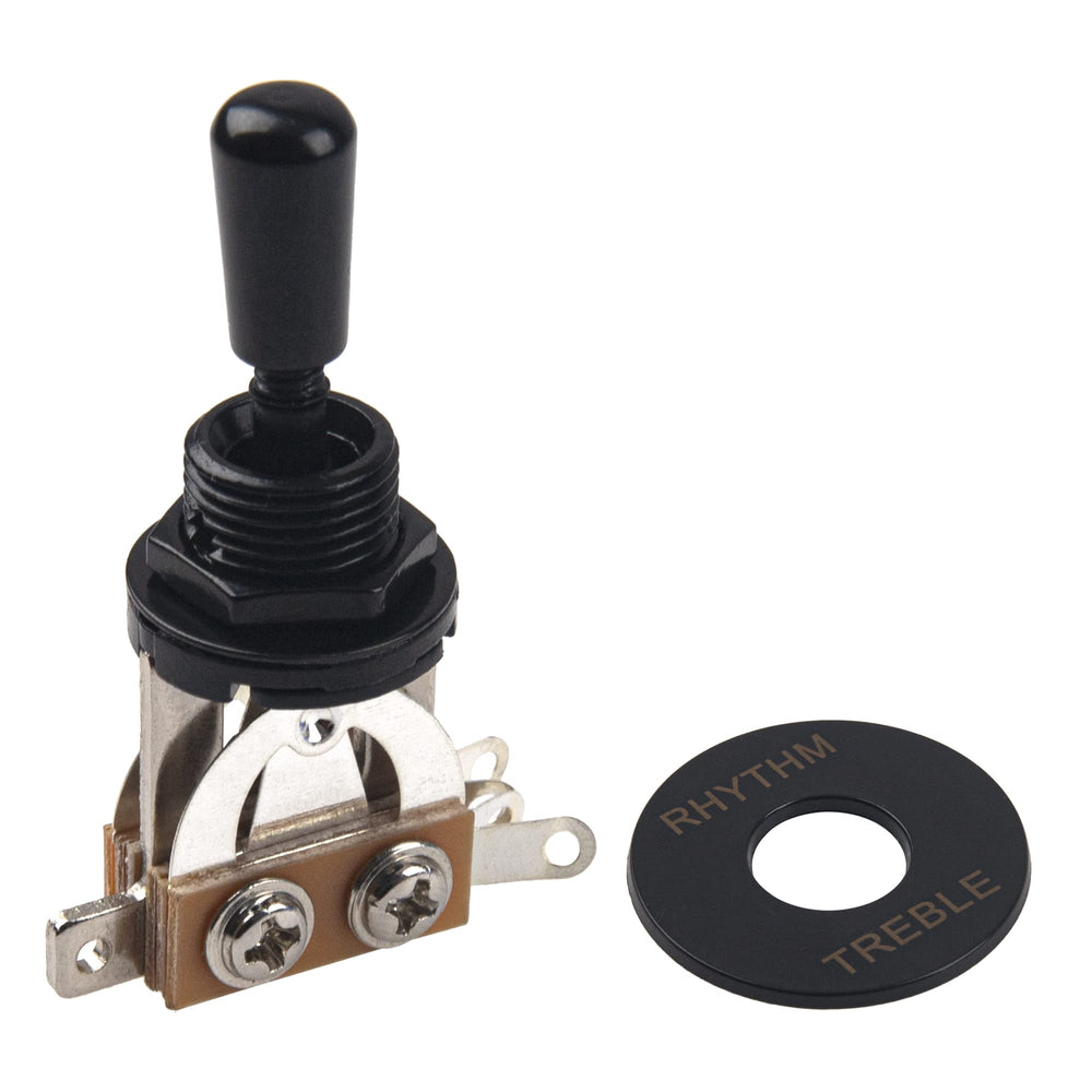 1Set Guitar Toggle Switch 3-way Pickup Selector with Metal Tip and RHYTHM TREBLE Plate Compatible with Gibon Epiphone Les Paul Electric Guitar Parts Pickup Selector kit (Black)