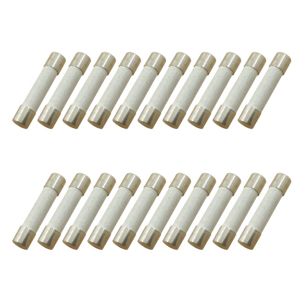 (Pack of 20) 20 Amp 250V Microwave Slow-Blow Time Delay Fuse Ceramic 6x30mm Compatible and Universal Replacement for GE WB27X10388 and Whirlpool Kenmore Other Microwaves