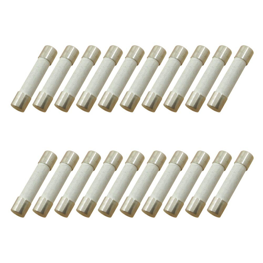 (Pack of 20) 20 Amp 250V Microwave Slow-Blow Time Delay Fuse Ceramic 6x30mm Compatible and Universal Replacement for GE WB27X10388 and Whirlpool Kenmore Other Microwaves