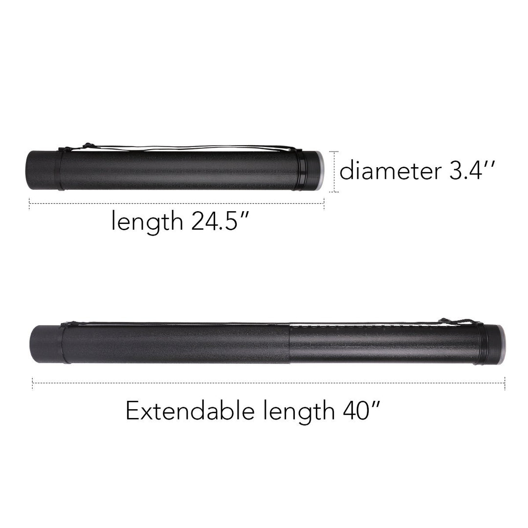 Poster Documents Storage Tube 24-40 Extendable for Artworks, Blueprints, Drafting and Scrolls Color Black