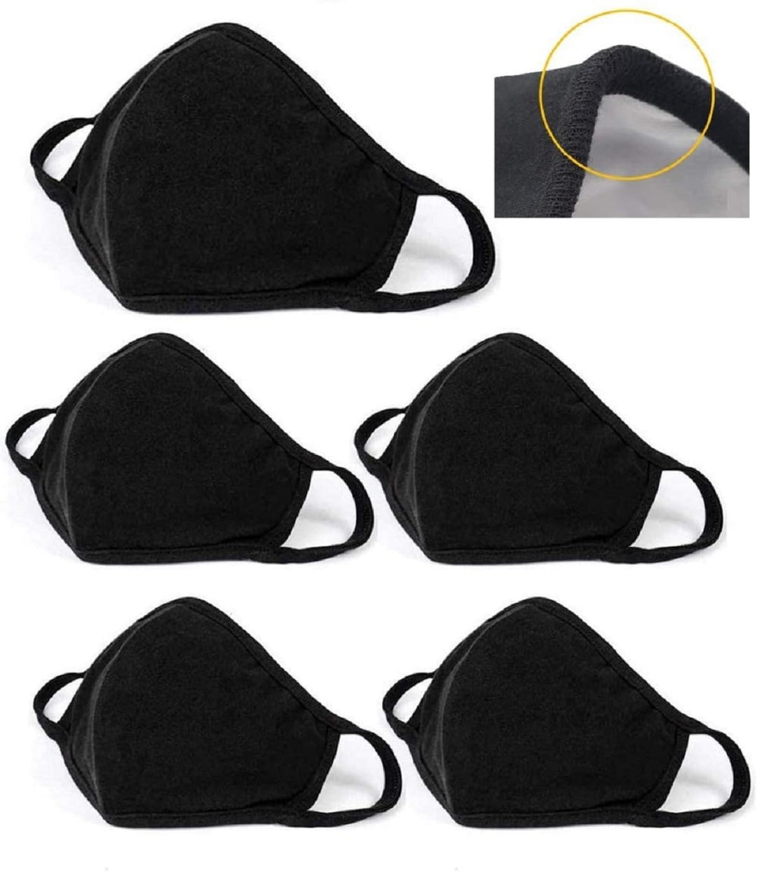 5 Pack Unisex Face Covering, Facial Covering with Adjustable Nose Wire,Black Dust Cotton, Washable and Reusable Cloth for Men and Women