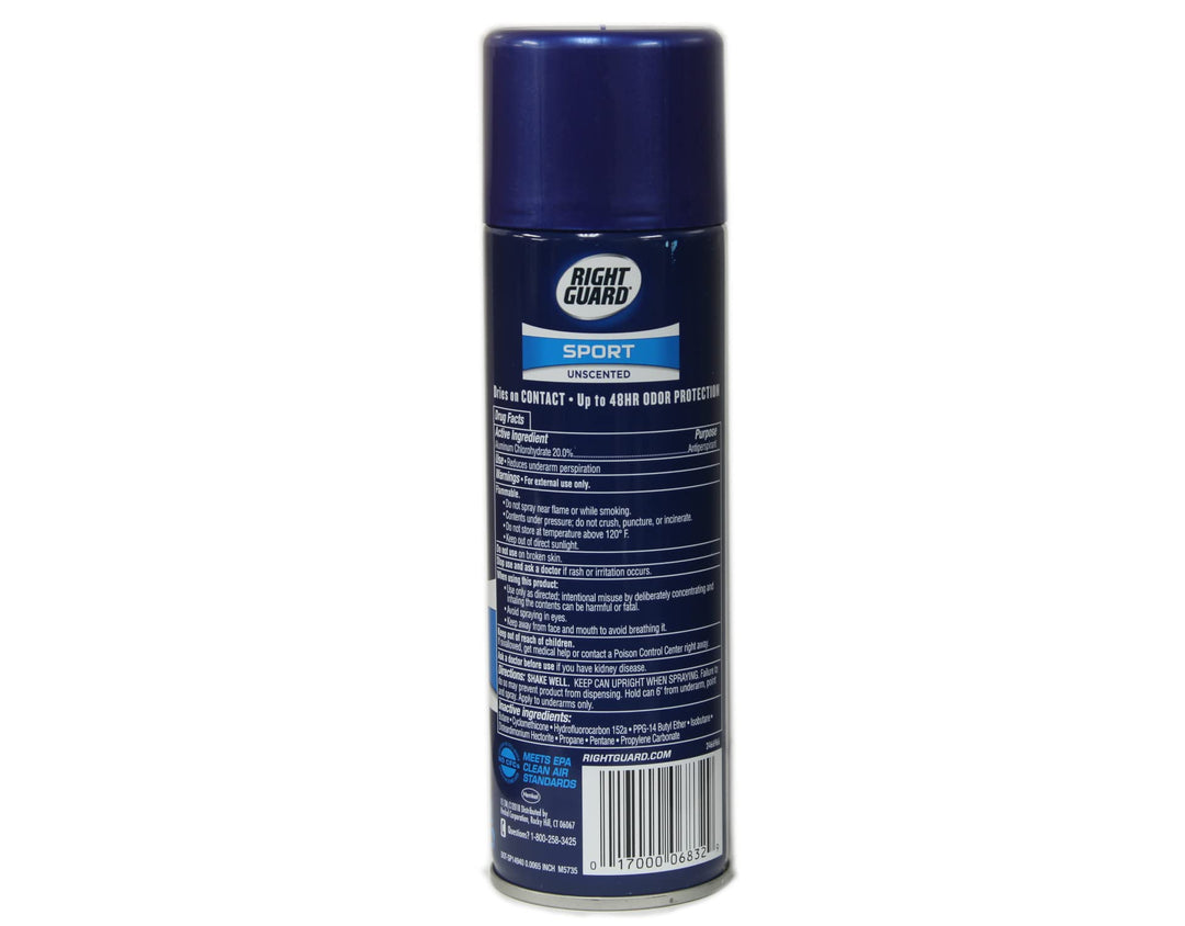 Sport Antiperspirant & Deodorant Spray | 4-in-1 Protection Spray Deodorant For Men | Blocks Sweat | 48-Hour Odor Control | Unscented, 6 oz.