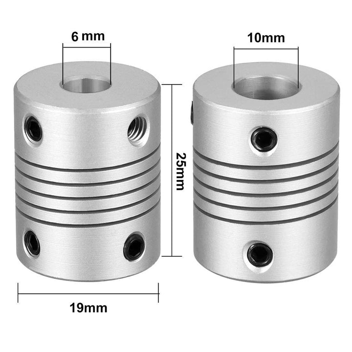 5Pcs Aluminum Alloy Shaft Coupling Flexible Coupler Motor Connector Joint (6mm to 10mm,L25xD19)