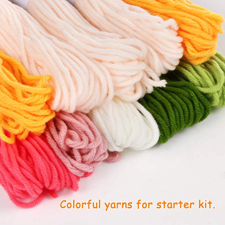 Punch Needle Embroidery Starter Kits for Kids and Adults Beginners, Include Instructions, Punch Needle Fabric with Floral Pattern, Yarns, Embroidery Hoops and Threader Tools