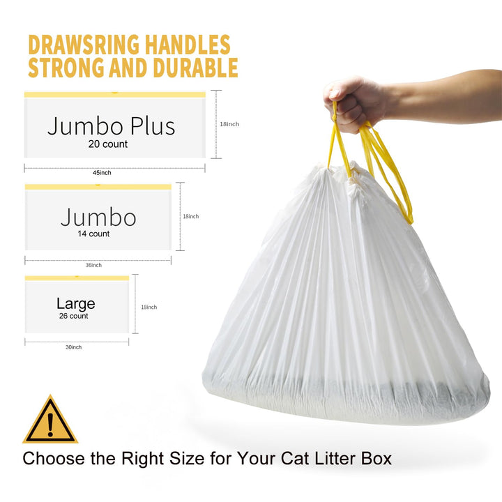 Cat Litter Box Liners, 14 Count Jumbo Extra Durable Large Drawstring Kitty Litter Pan Bags Cat Waste Litter Bags Pet Supplies 36 x 18